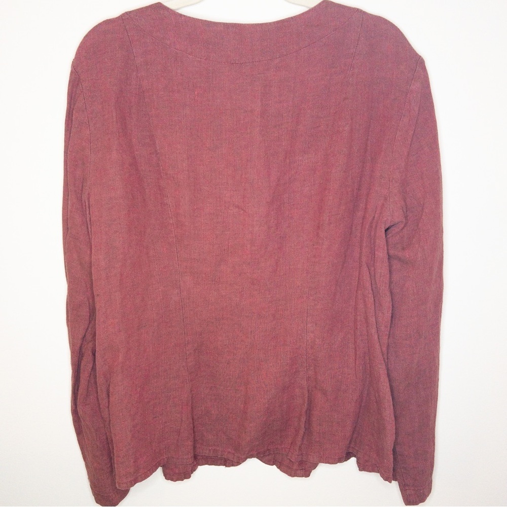 Flax Linen Button Up Shacket Lagenlook Blouse - Picture 4 of 6